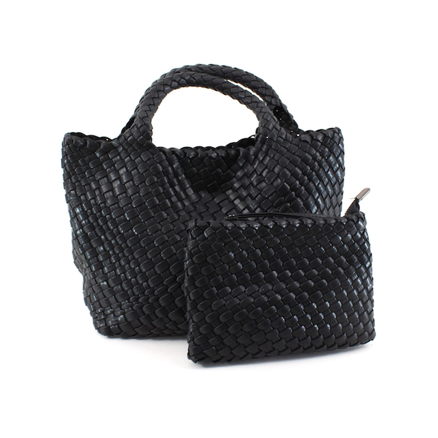 P24013 Medium Woven Tote Crossbody Bag w/Cosmetic Pouch: 12 S Blue