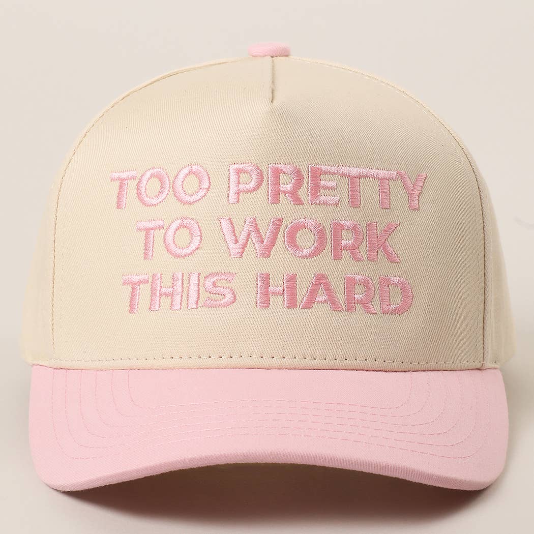 TOO PRETTY TO WORK Embroidery Trucker Hat: LEOPARD / One Size