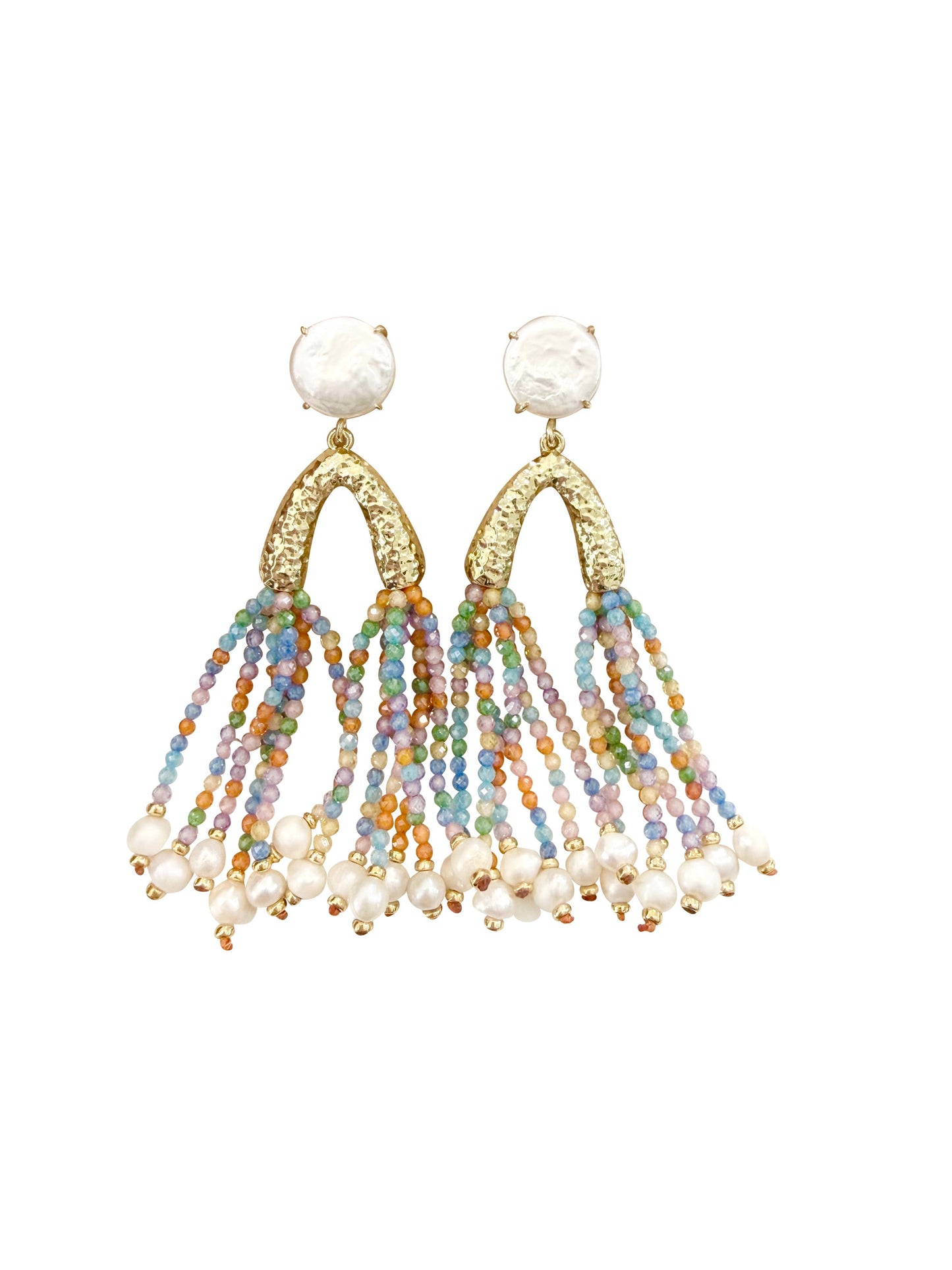 Paris Pearl Beaded Multi Tassel Earrings