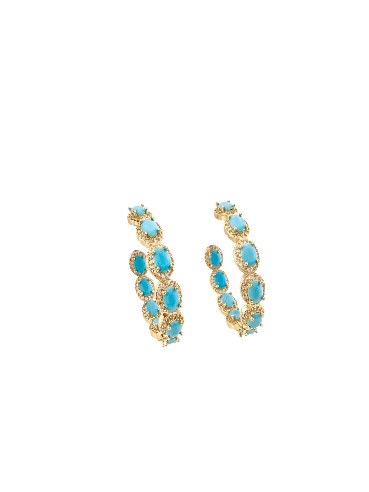 Yellowstone Turquoise Hoops - Gold