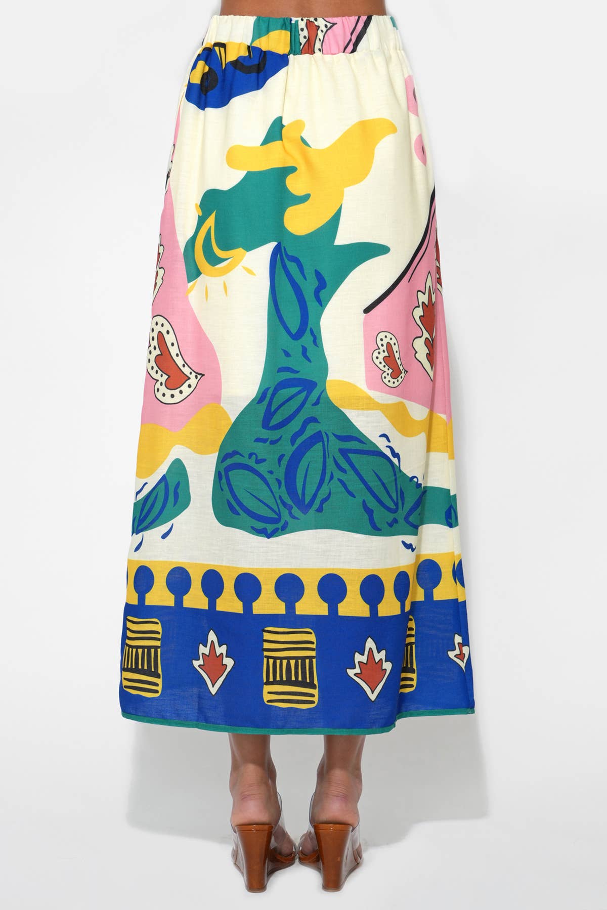 Annie Pull On Printed Skirt: Yellow/Blue / M