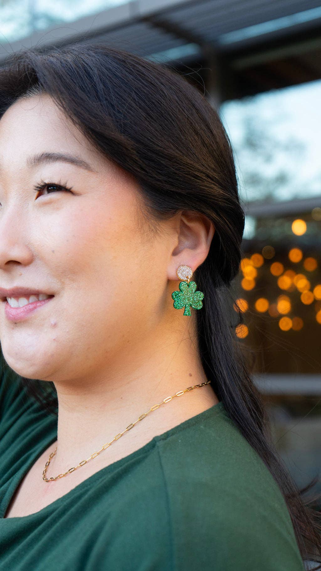 Lucky Charm Earrings - Green Glitter // St Patrick's Day