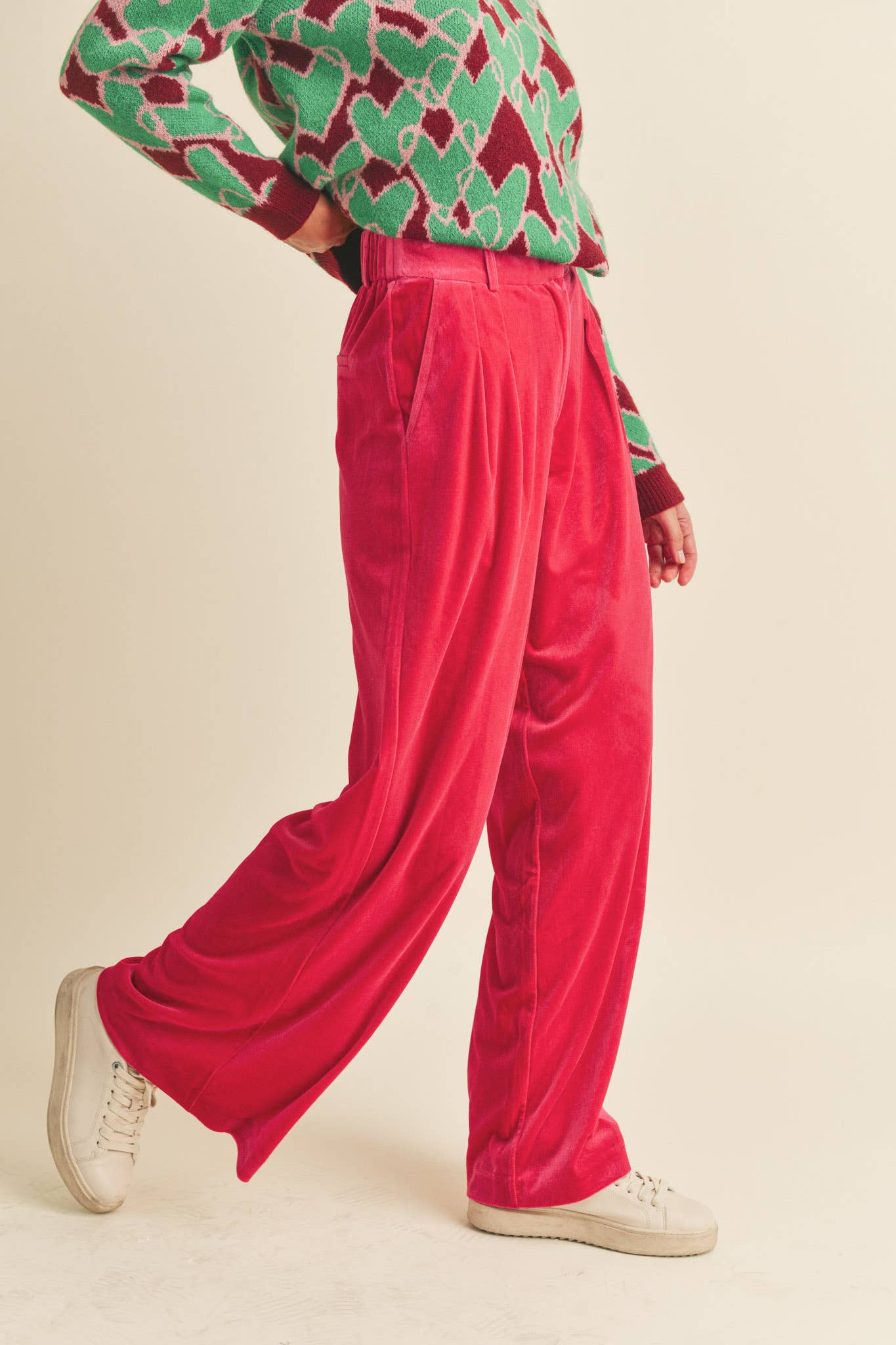 WIDE LEG VELVET TROUSERS MP2503: ROSE MAUVE / S