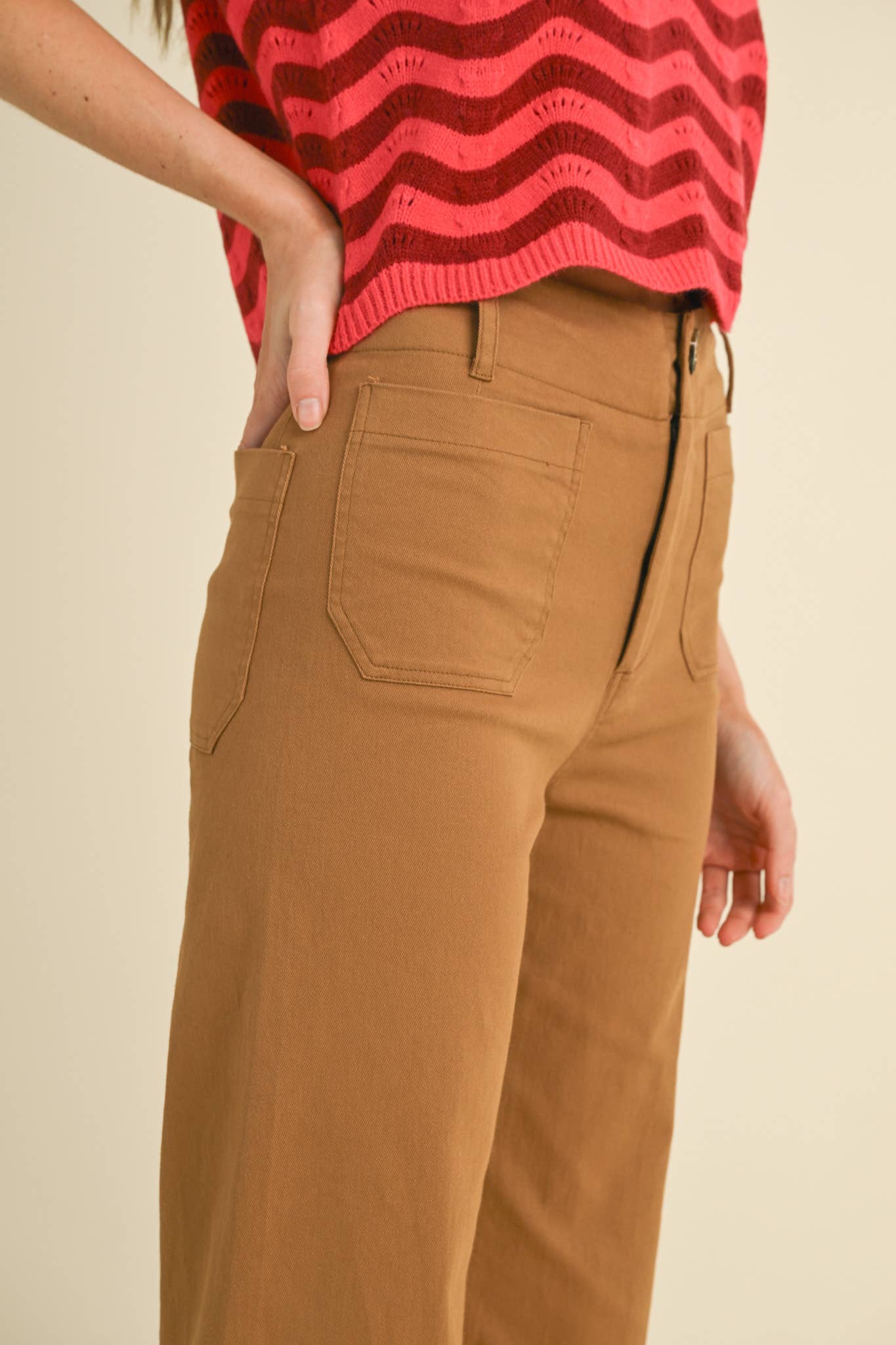 HIGH WAIST CROPPED WIDE LEG PANTS MP3303: Conflower Blue / L