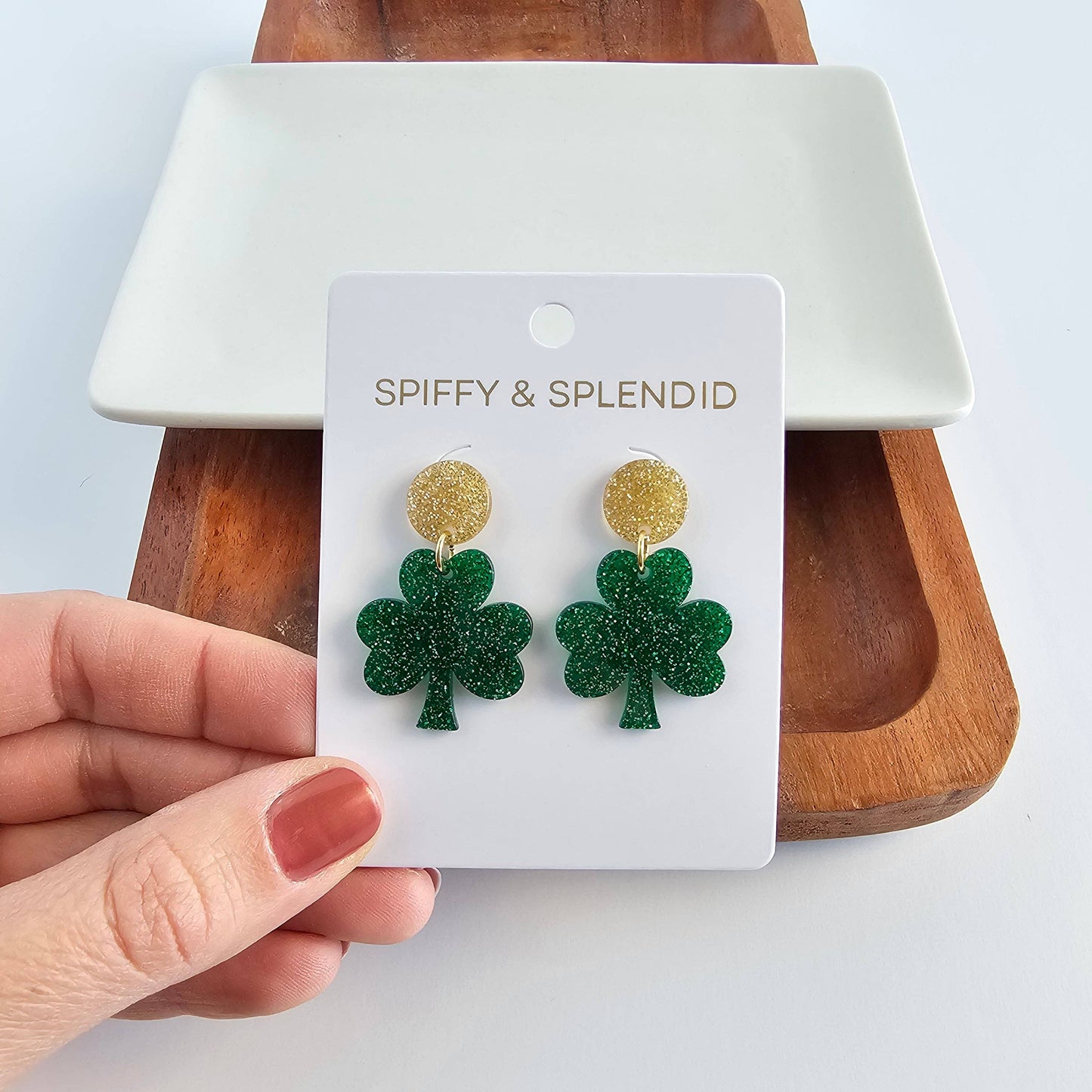 Lucky Charm Earrings - Green Glitter // St Patrick's Day