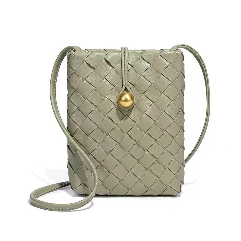 P25022 Small Woven Crossbody Bag: 13 Army Green
