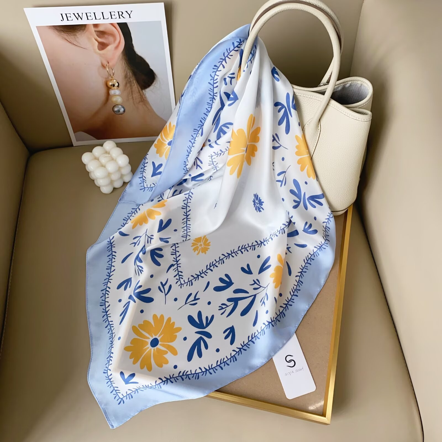 S26097 100% Polyester Lightweight Square Scarf: 01 Orange