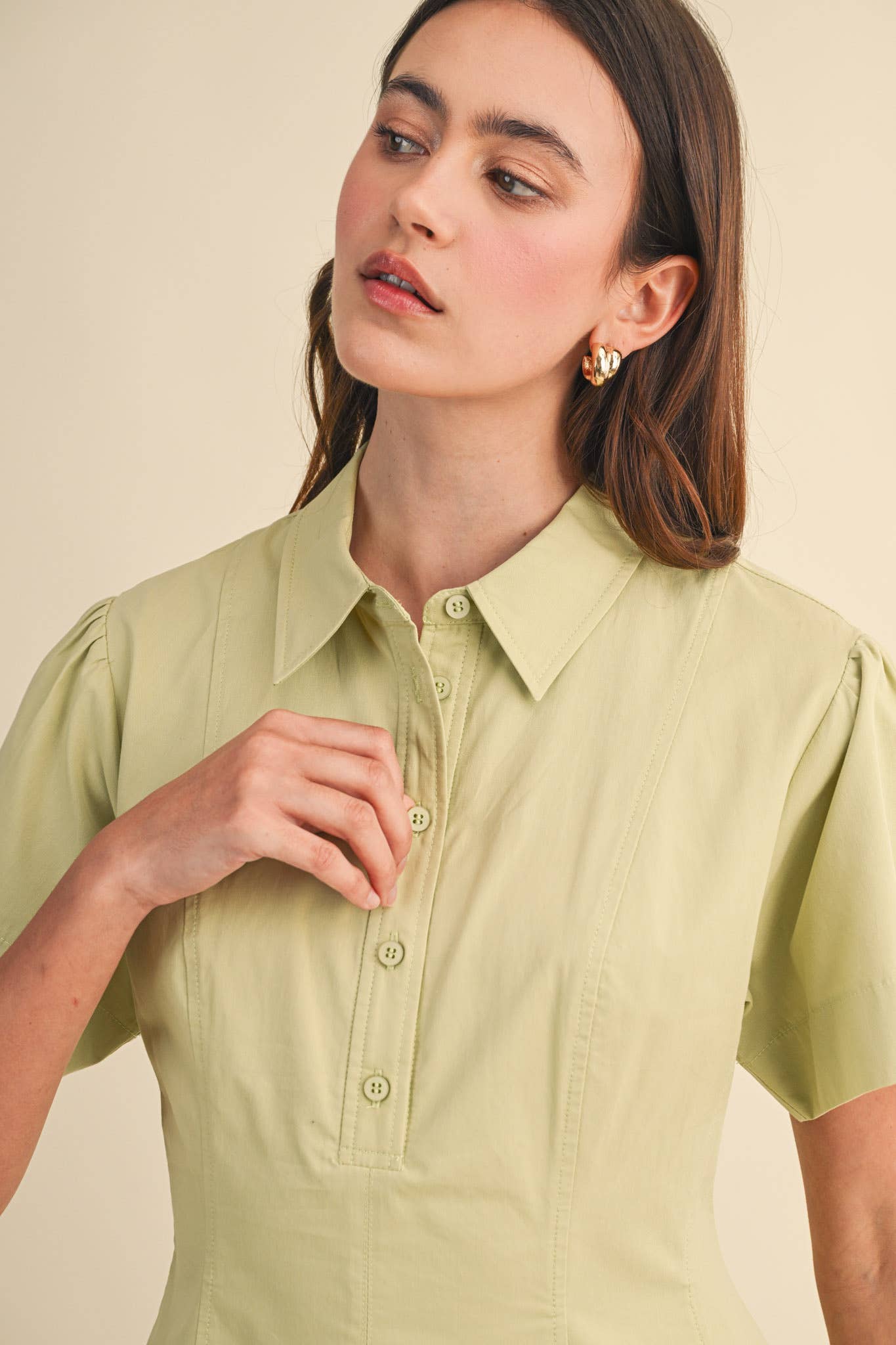 FIT AND FLARE SHORT SLEEVE MINI DRESS MDR4853: TEABERRY / M