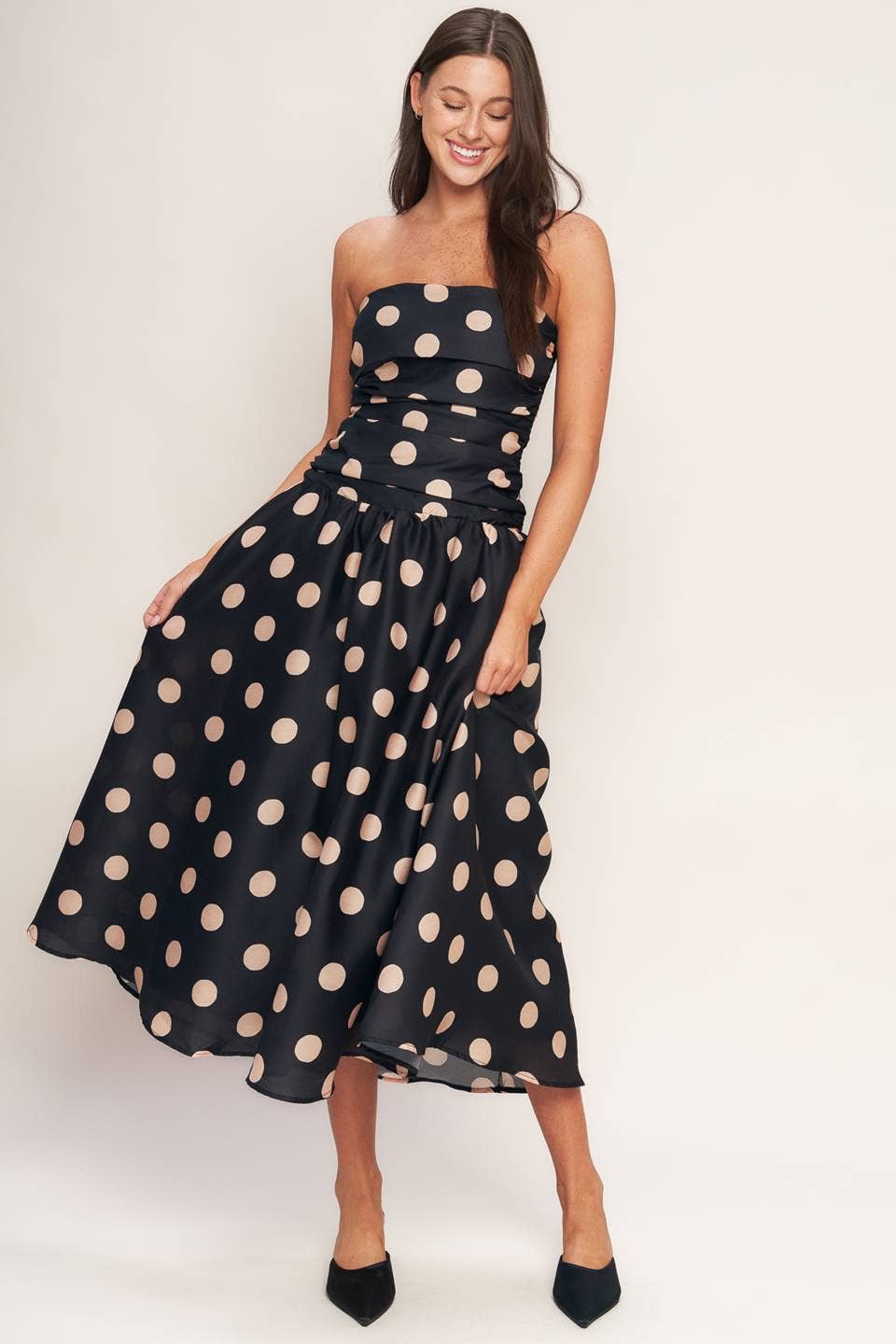 A printed woven midi dress - ID23145: Black / Contemporary / L