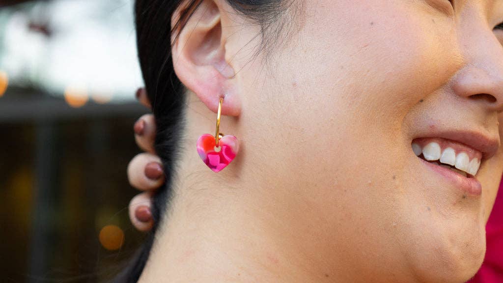Sweetheart Hoops - Tickled Pink // Valentine's Day Earrings