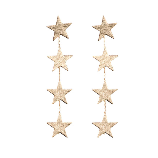 Gold Star Duster Drop Statement Earrings