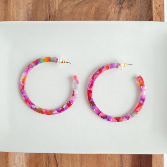 Cameron Hoops - Paradise Pink // Jewelry, Earrings