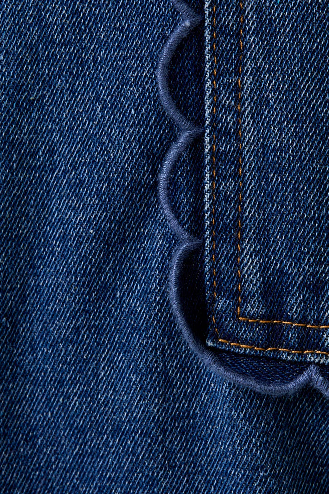 SCALLOP EMBO POCKET DENIM PANTS: DENIM / M