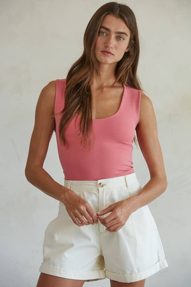 S1187N | Double Layered Seamless Top: Light Taupe / ML