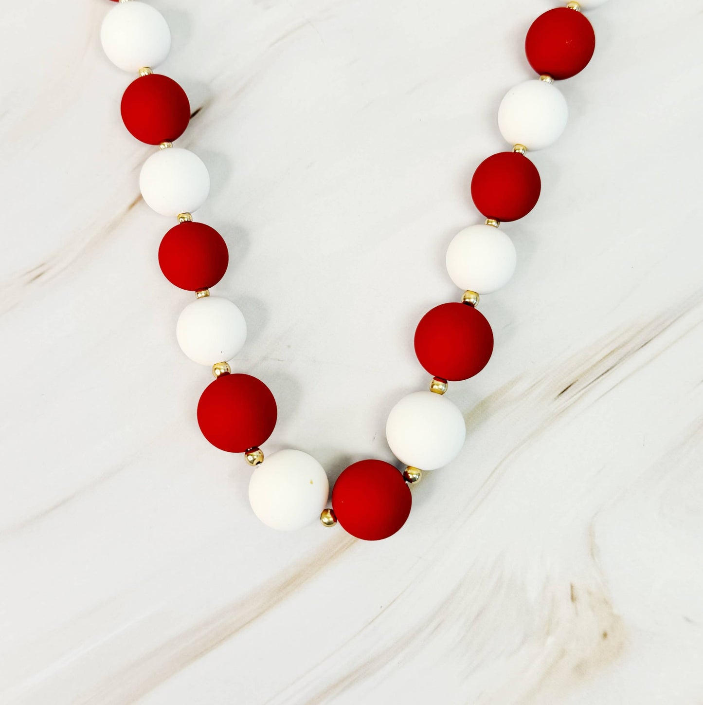 Champion Of The Game Ball Bead Necklace: Orange/White