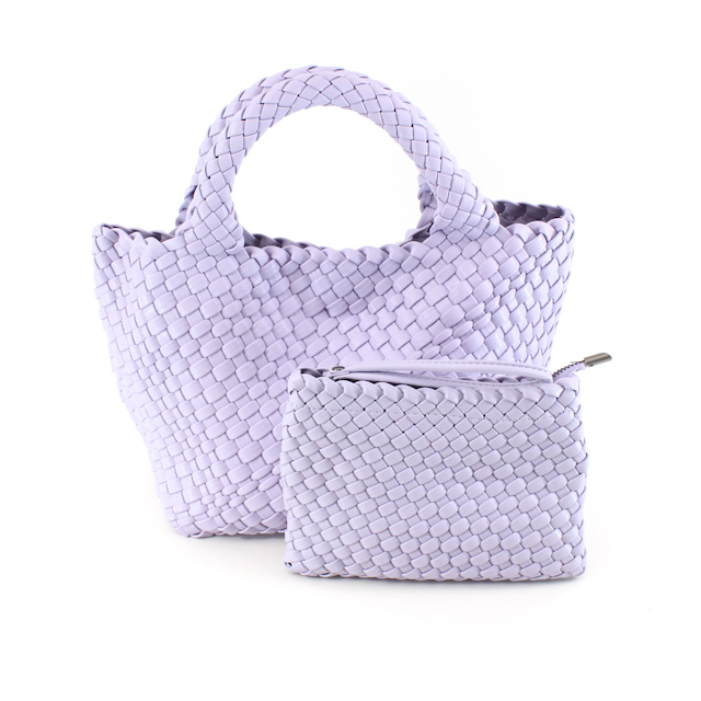 P24013 Medium Woven Tote Crossbody Bag w/Cosmetic Pouch: 05 Green