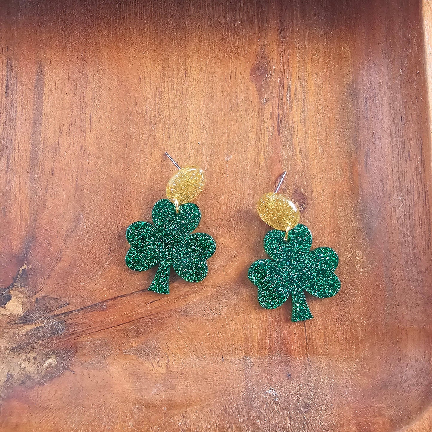 Lucky Charm Earrings - Green Glitter // St Patrick's Day