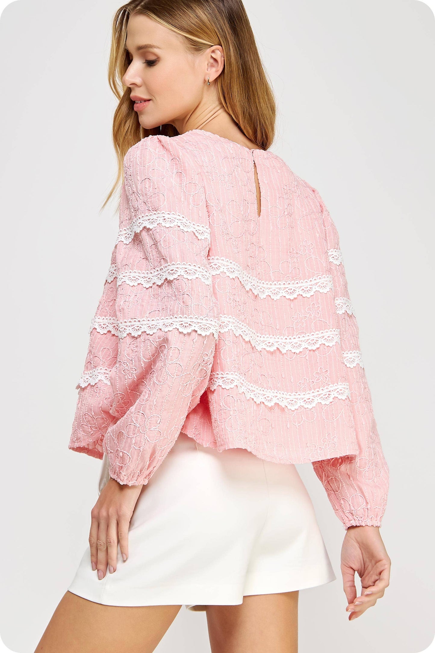 Contrast Lace Trim Detail Top: Muted Lime / S