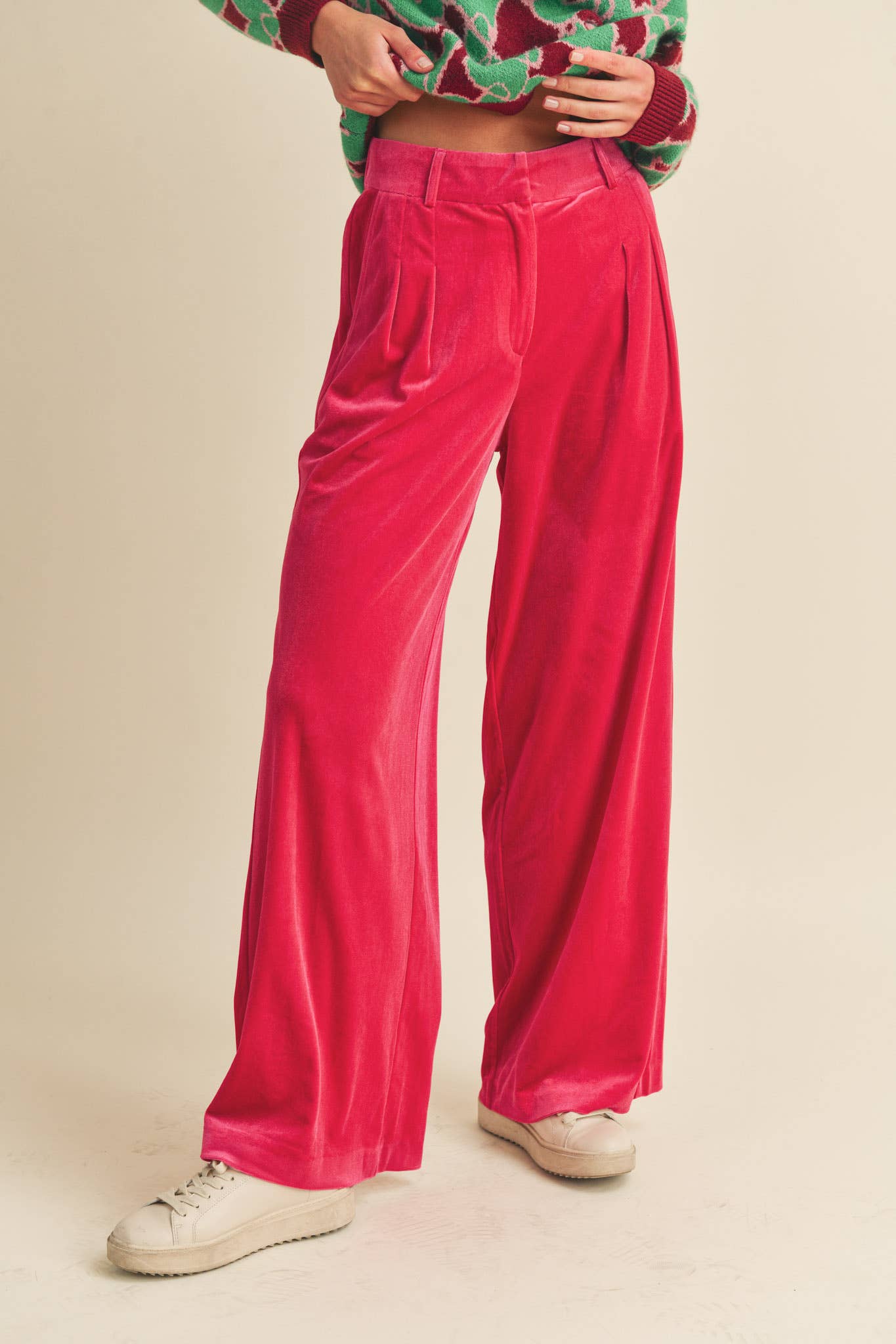 WIDE LEG VELVET TROUSERS MP2503: ROSE MAUVE / L