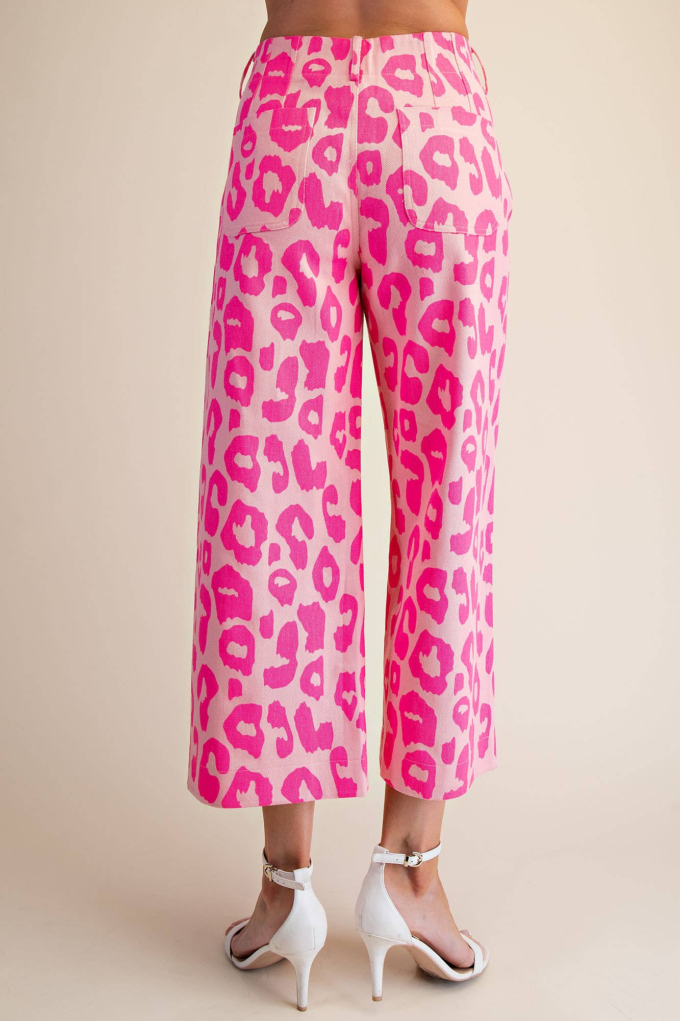 Colette Cropped Wide-Leg Neon Leopard Pants: Pink / S