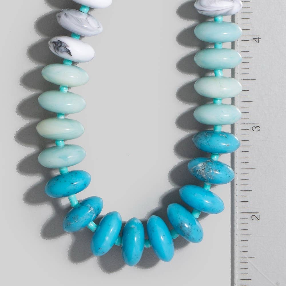 Marble Resin Disc Beaded Necklace: GDGRN