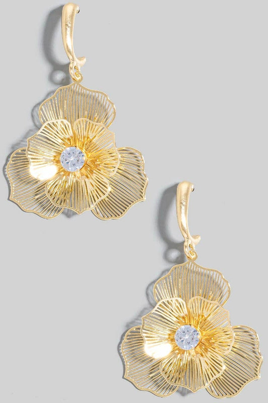 Single Stud Flower Dangle Earrings: G