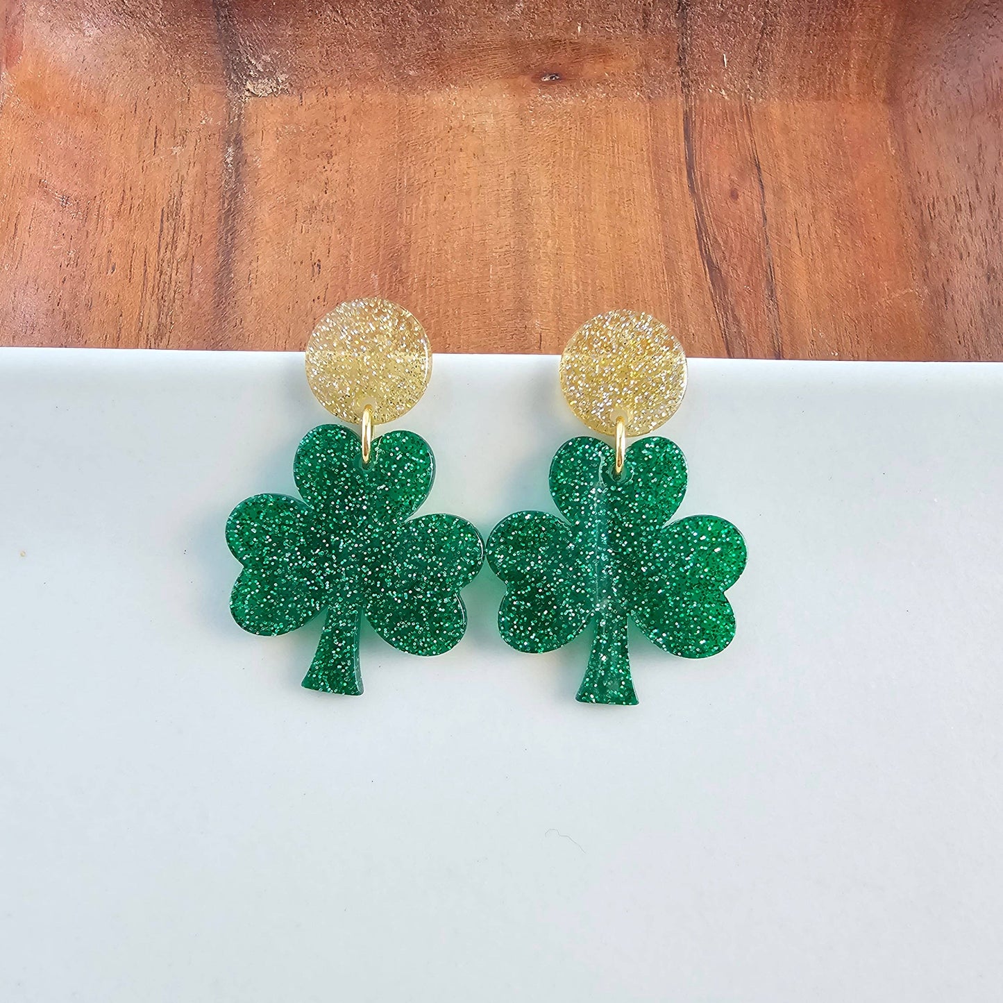 Lucky Charm Earrings - Green Glitter // St Patrick's Day