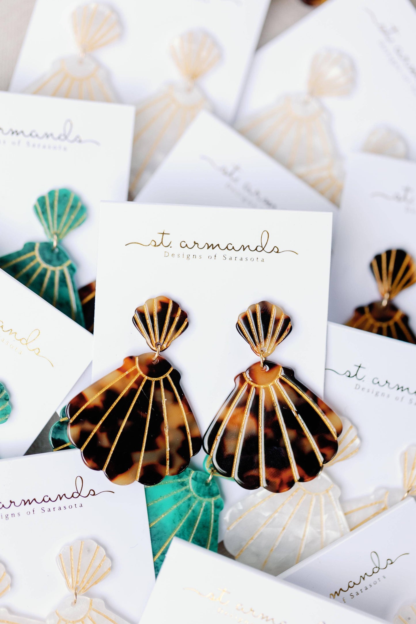 Brown Tortoise Shell Statement Earrings
