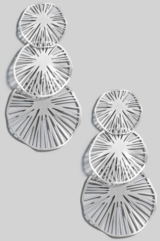 Triple Intricate Discs Dangle Earrings: WS