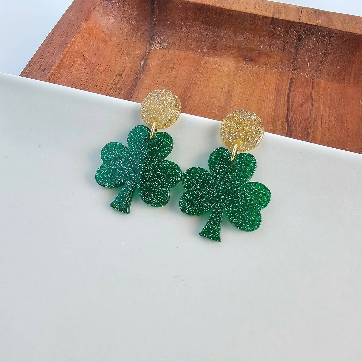 Lucky Charm Earrings - Green Glitter // St Patrick's Day