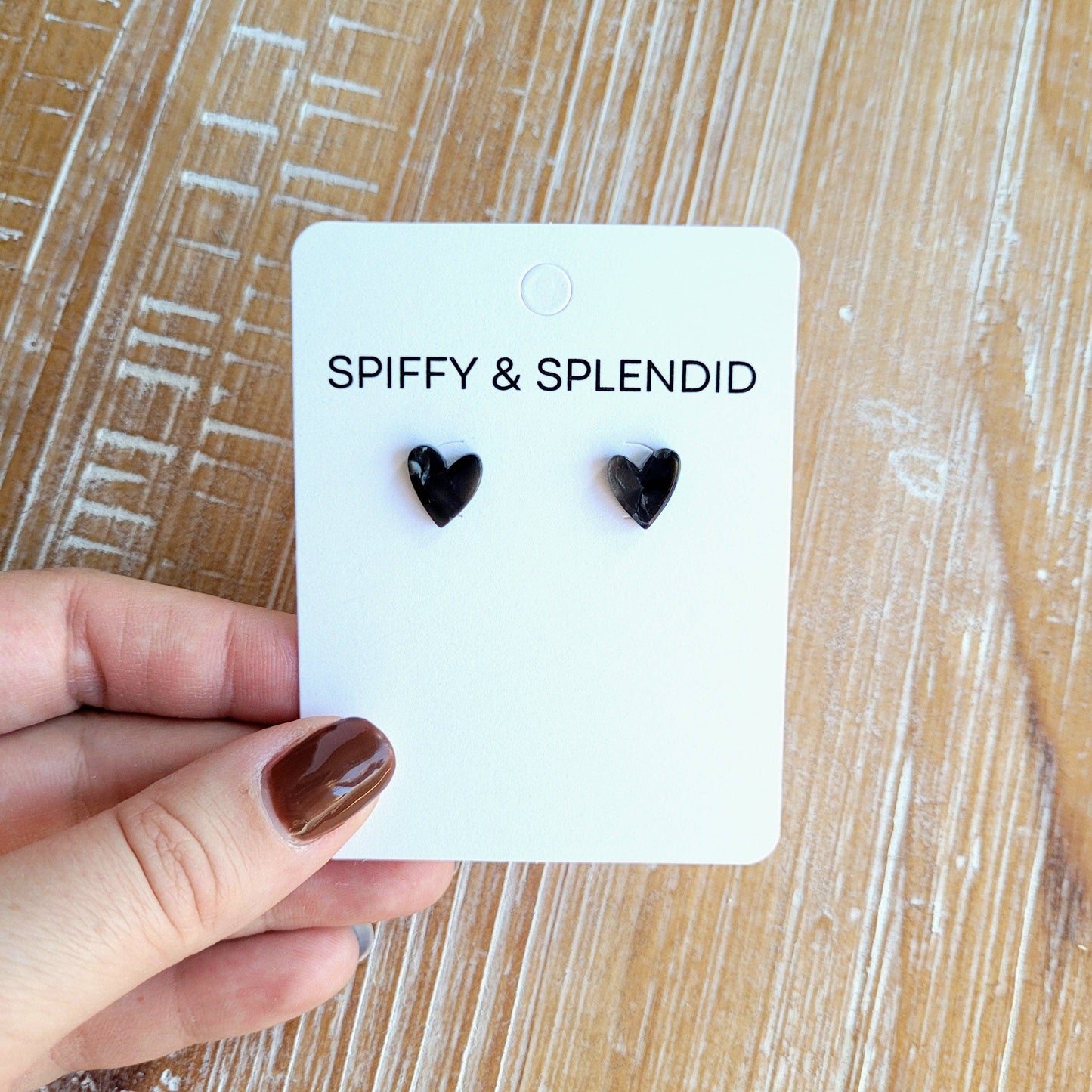 Hand Drawn Heart Studs - Black // Jewelry, Earrings, Valentine's