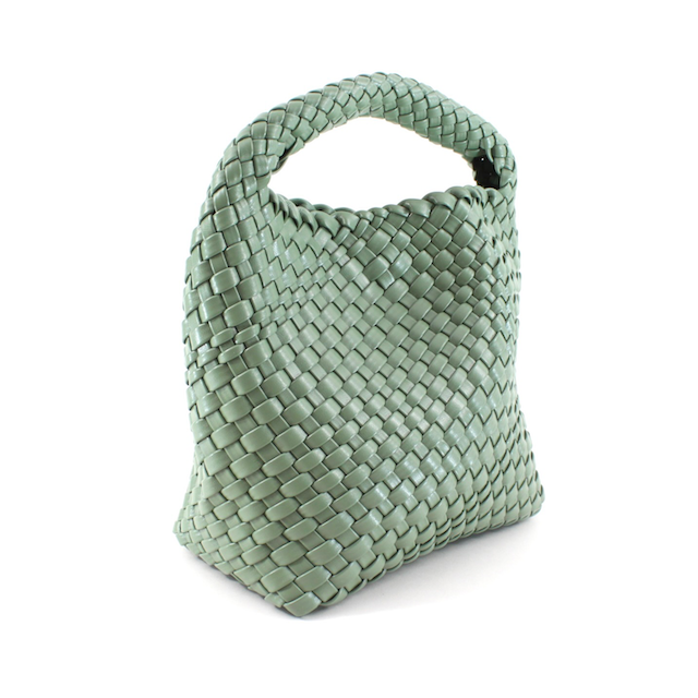 P24015 Medium Woven Hobo Crossbody Bag w/Cosmetic Pouch: 03 Khaki