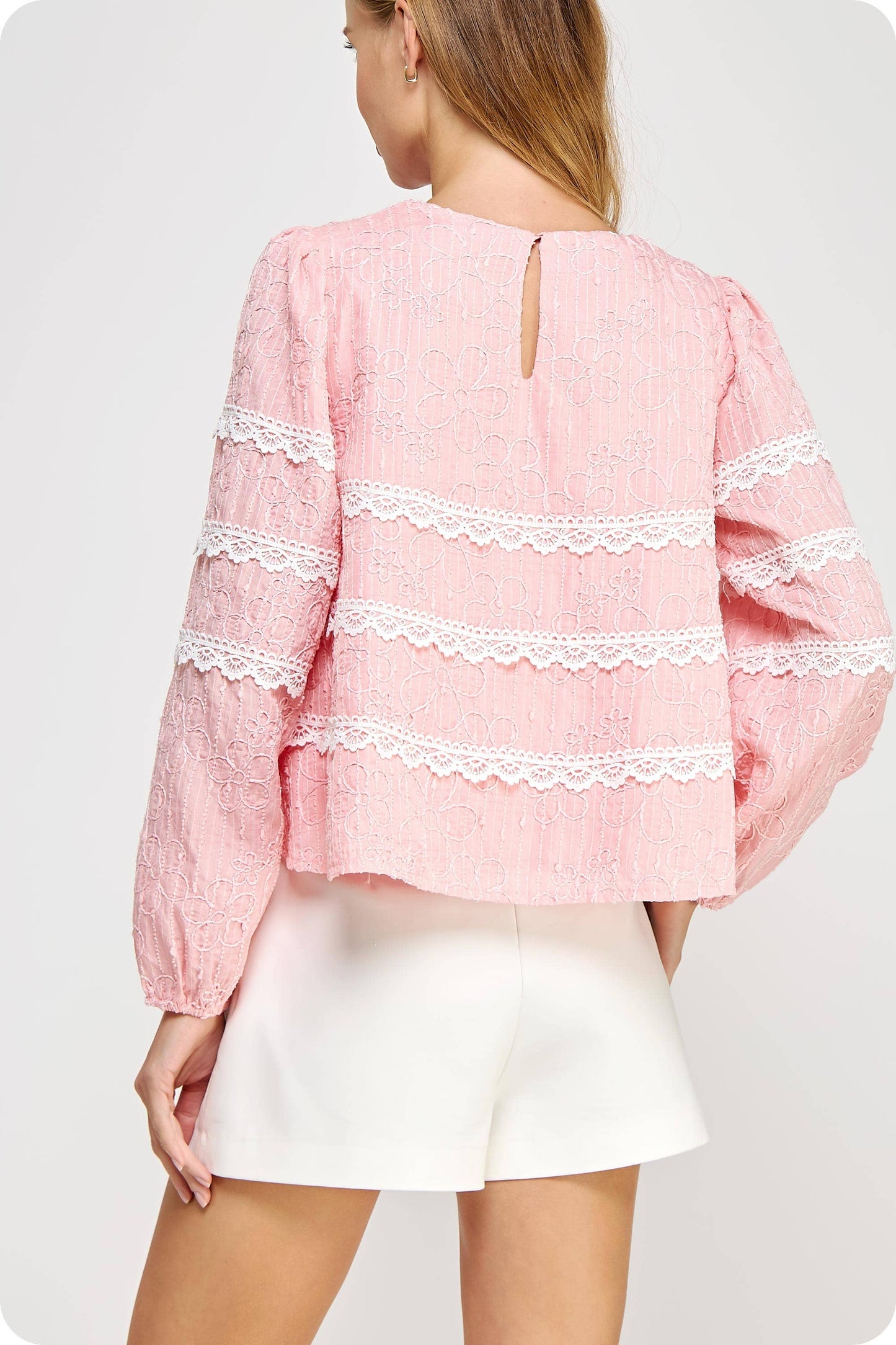 Contrast Lace Trim Detail Top: Muted Lime / L