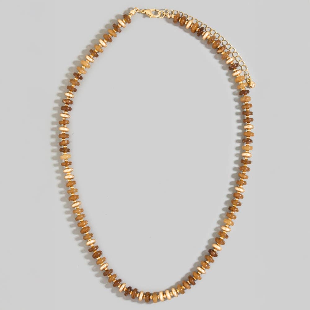 Semi Precious Stone Disc Beaded Necklace: TQ