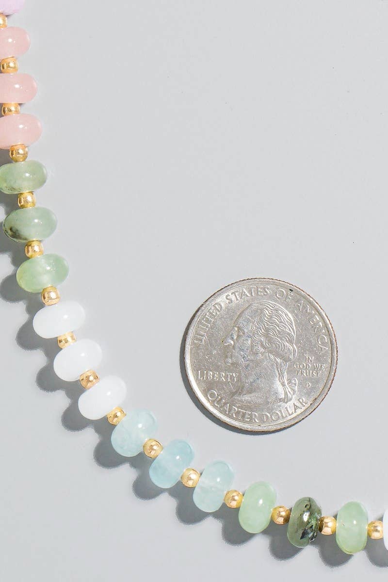 Round Stone Beaded Necklace: BPINK