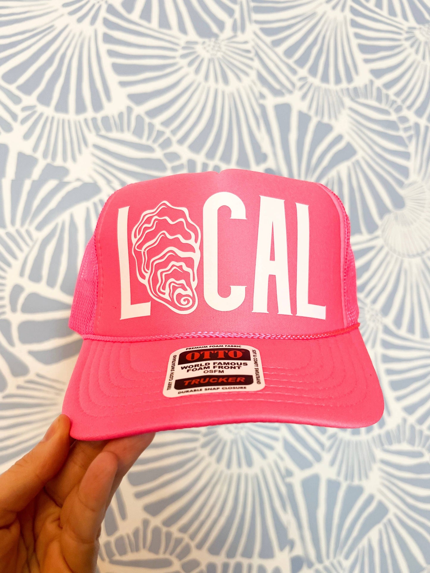 LOCAL Oyster Shell Trucker Hat: Light Blue