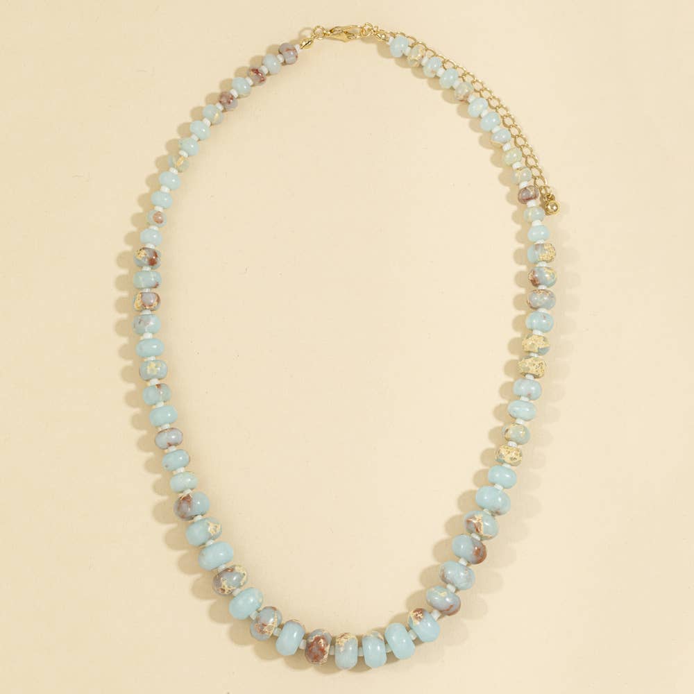 Rondelle Semi Precious Stone Beaded Necklace: LMUL