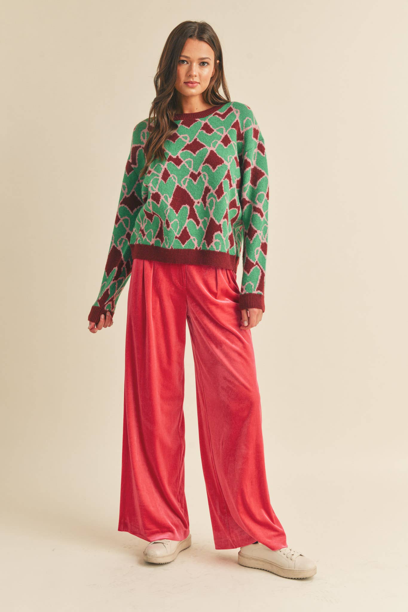 WIDE LEG VELVET TROUSERS MP2503: ROSE MAUVE / S