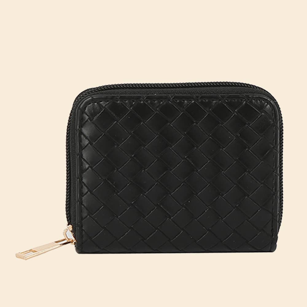Woven Zip Around Wallet: BK