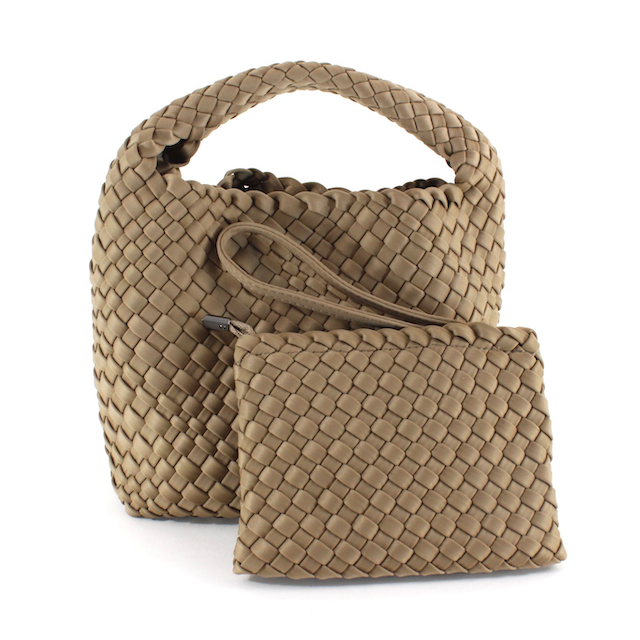 P23093 Small Nylon Woven Hobo Crossbody Bag w/Cosmetic Pouch: 07 Clay
