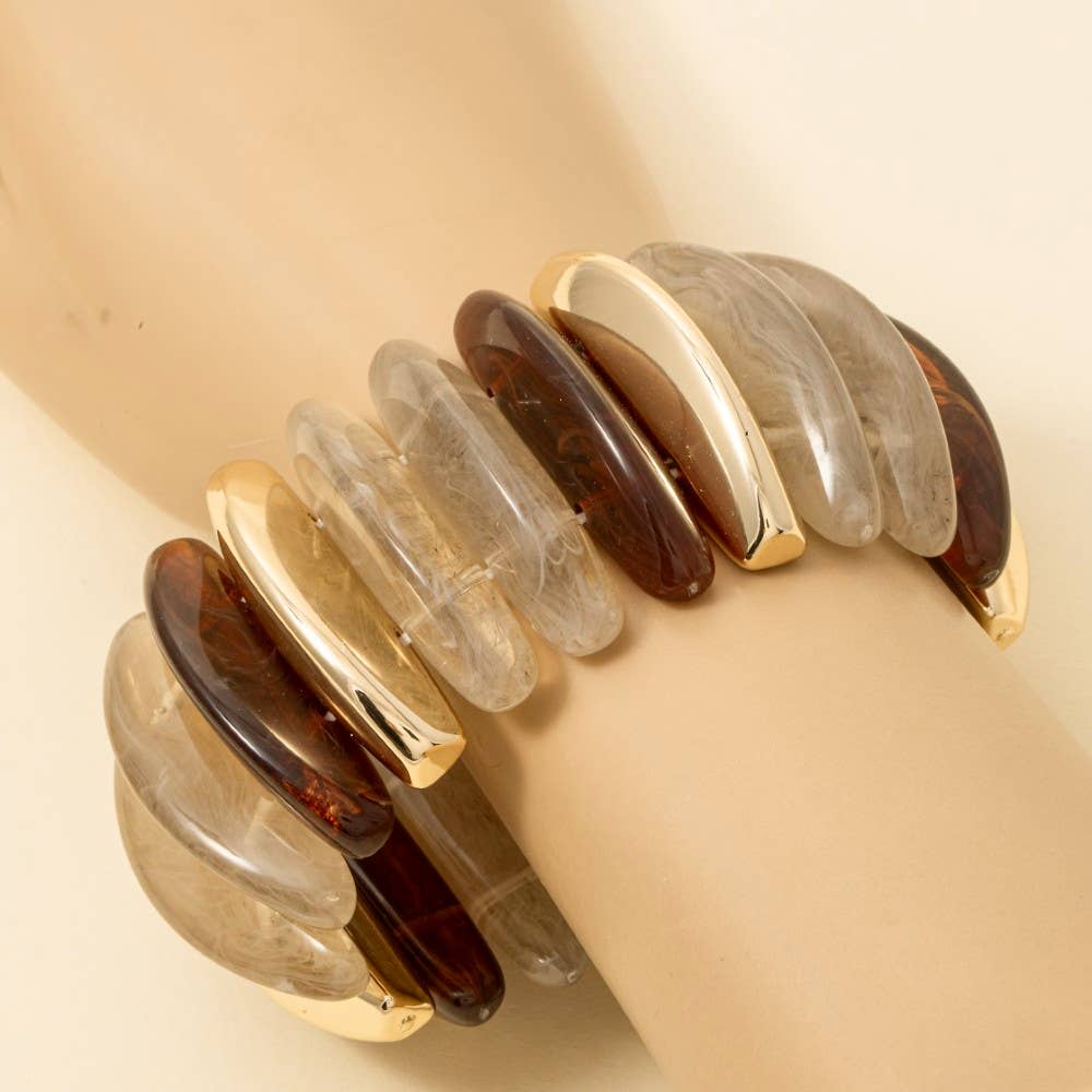 Metallic And Marble Resin Bangle Bracelet: GNT