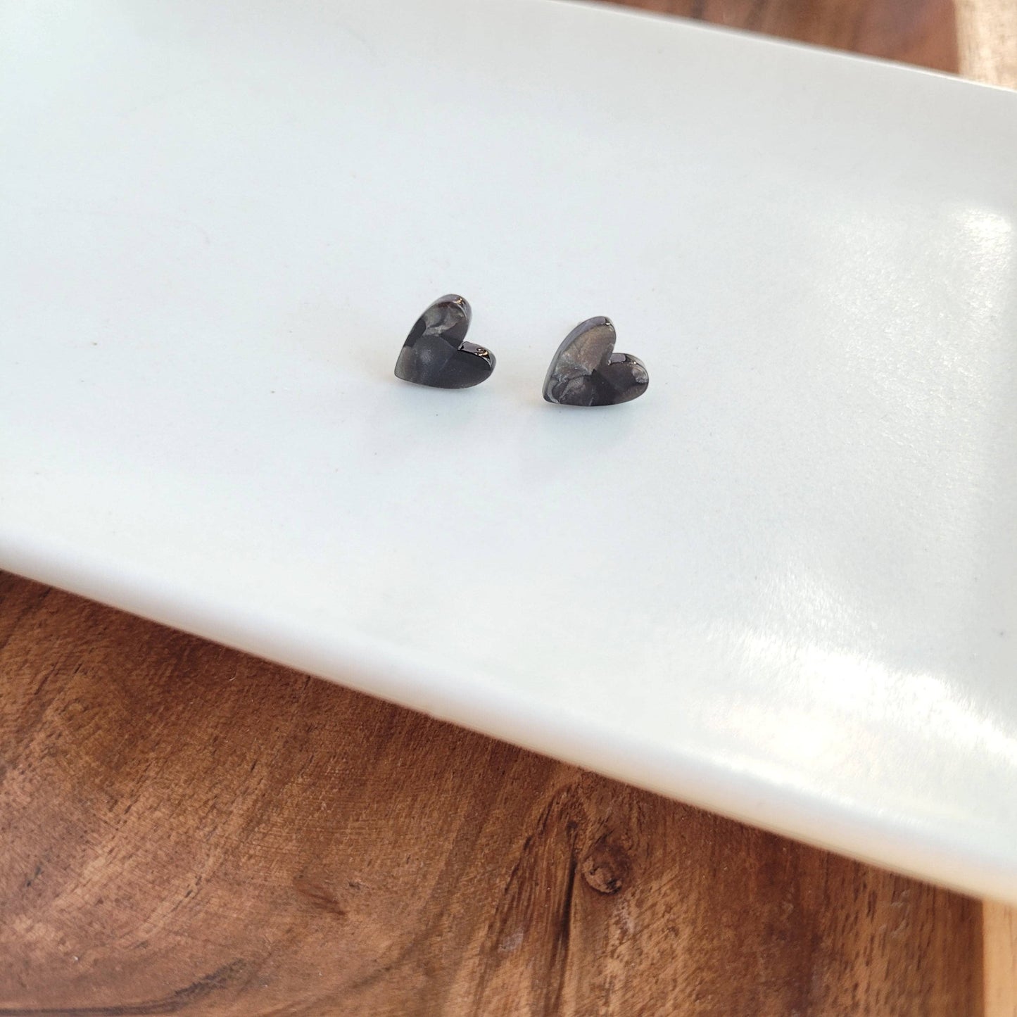 Hand Drawn Heart Studs - Black // Jewelry, Earrings, Valentine's
