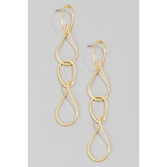 Warped Oval Link Chain Earrings: G