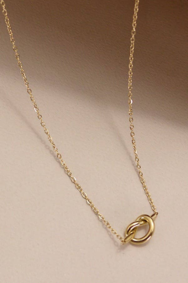 TITANIUM  STEEL NON-TARNISH KNOTTED NECKLACE | 40NK337: Gold