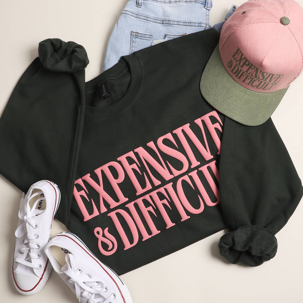 EXPENSIVE & DIFFICULT PUFF MIDWEIGHT Sweatshirt: FOREST GREEN / L