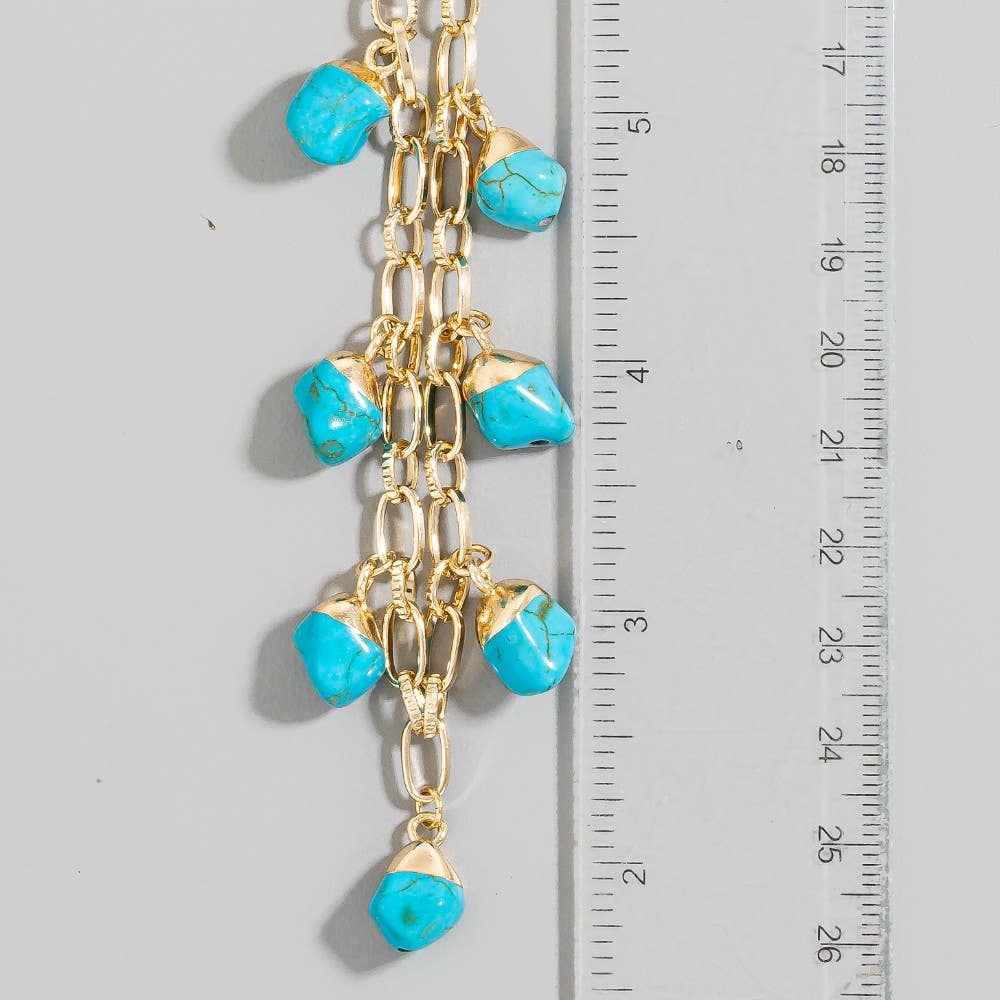 Turquoise Stone Charms Chain Necklace: TUR