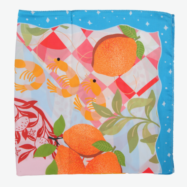 S26093 Sealife 100% Polyester Lightweight Square Scarf: 02 Blue