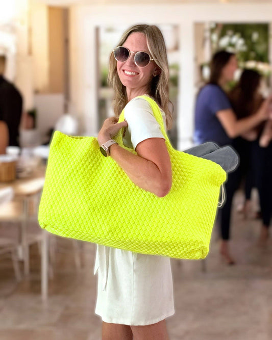 Woven Mahjong Carryall - 6 Colors: Chartreuse
