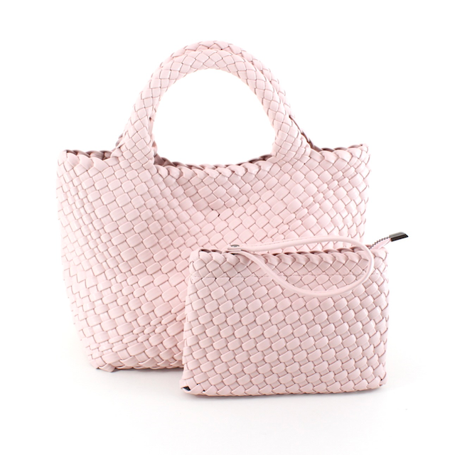 P24013 Medium Woven Tote Crossbody Bag w/Cosmetic Pouch: 12 S Blue