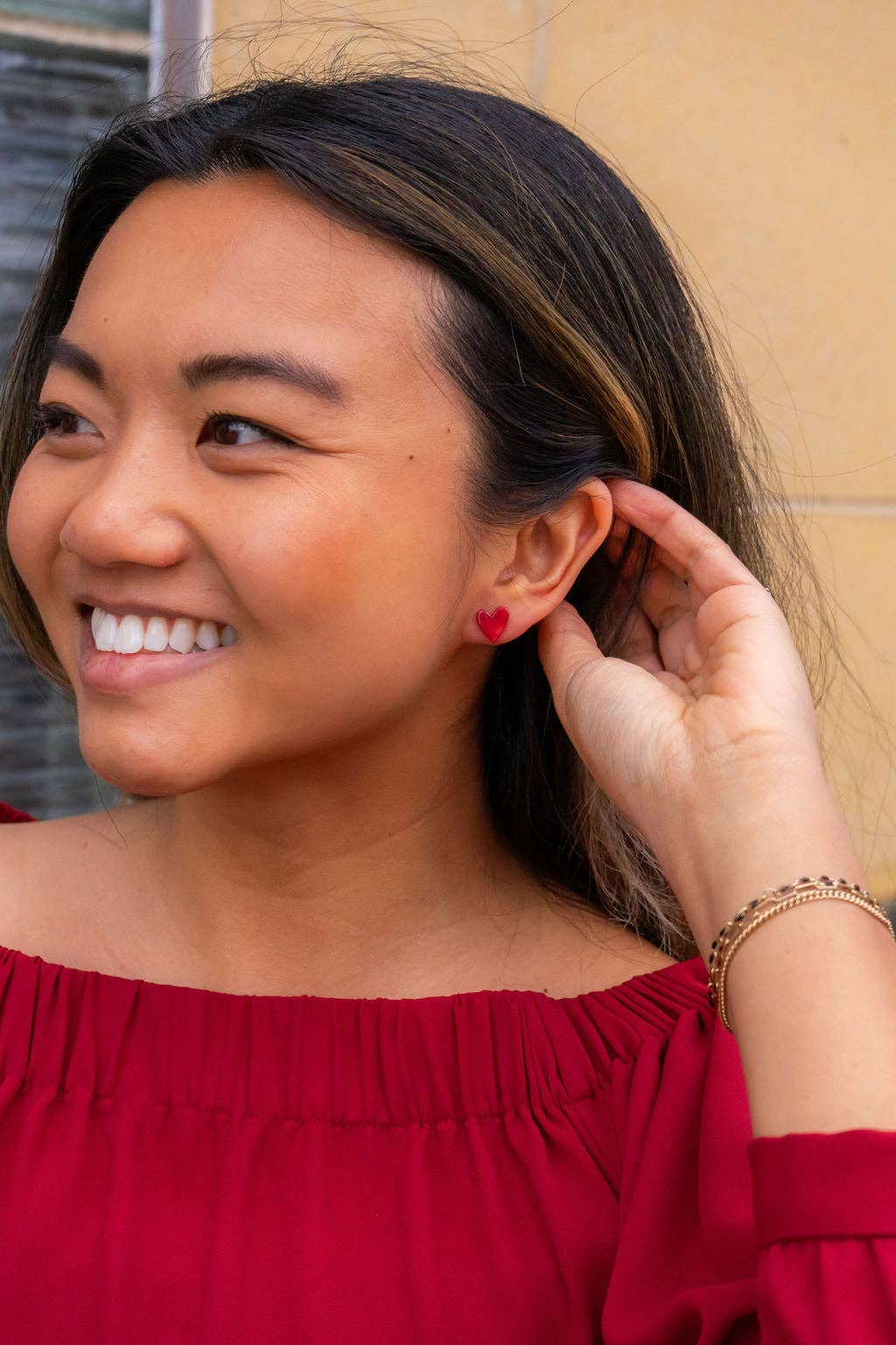 Hand Drawn Heart Studs - Red // Jewelry, Earrings, Valentines